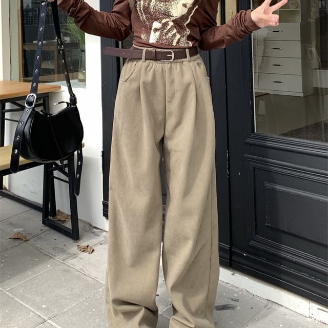 High Waist Plain Baggy Cargo Pants