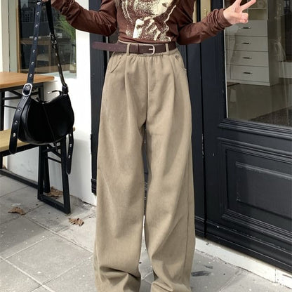 High Waist Plain Baggy Cargo Pants