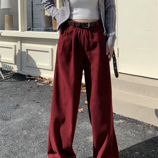 High Waist Plain Baggy Cargo Pants