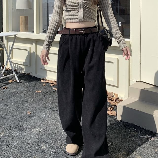 High Waist Plain Baggy Cargo Pants