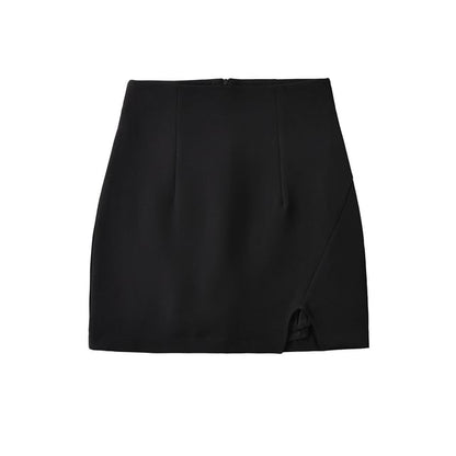 High-Rise Mini A-Line Skirt with Side Slit - Solid