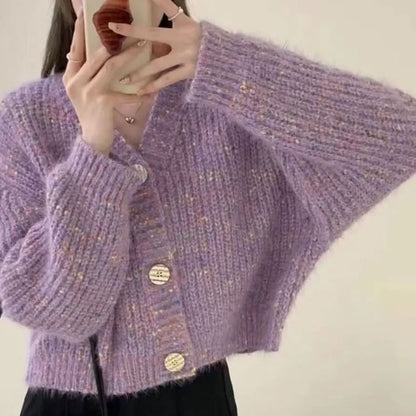 Crewneck Melange Button Cardigan