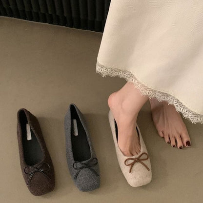 Square Toe Bow Accent Flats