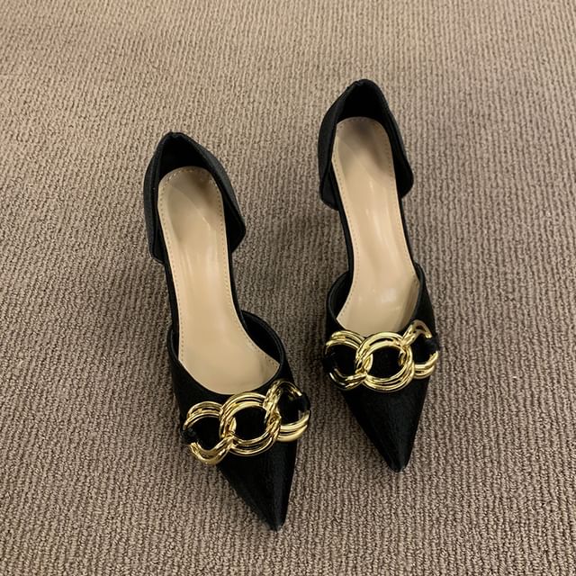 Stiletto Pointed Toe Chained D'Orsay Pumps