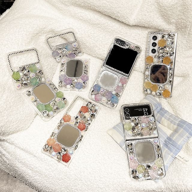 Rose Rhinestone Phone Case Mirrored