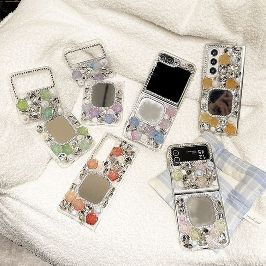 Rose Rhinestone Phone Case Mirrored
