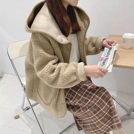 Long Sleeve Hooded Teddy Jacket