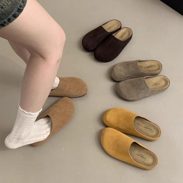 Plain Suede Faux Mules