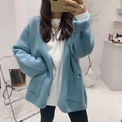 V-Neck Solid Pocket Knit Cardigan