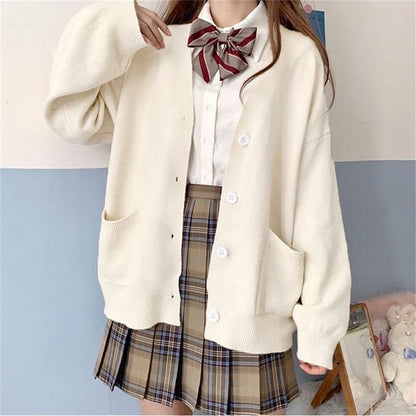 V-Neck Solid Pocket Knit Cardigan