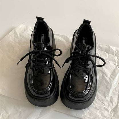 Heel Chunky Lace-Up Platform Shoes Derby