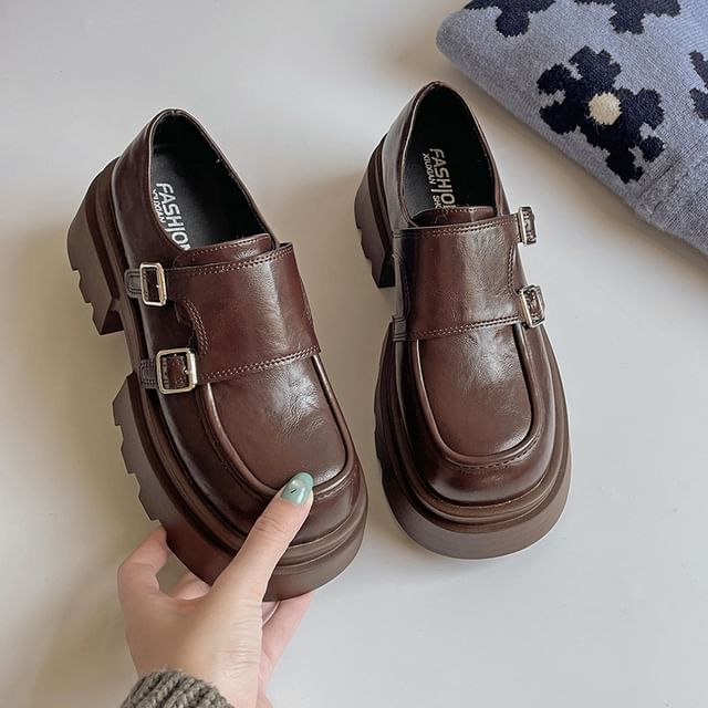 Platform Monk Strap Loafers