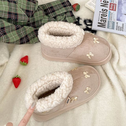 Bow Fleece-Lined Platform Short Snow Boots