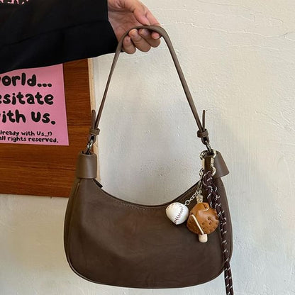 Plain Faux Suede Shoulder Bag