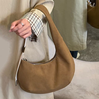 Plain Faux Suede Shoulder Bag