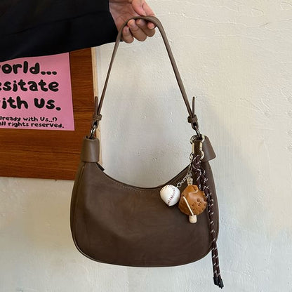 Plain Faux Suede Shoulder Bag