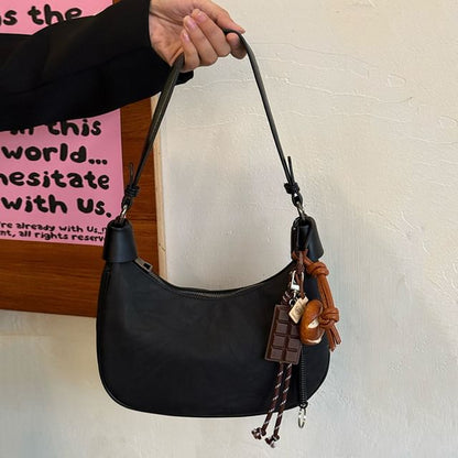 Plain Faux Suede Shoulder Bag
