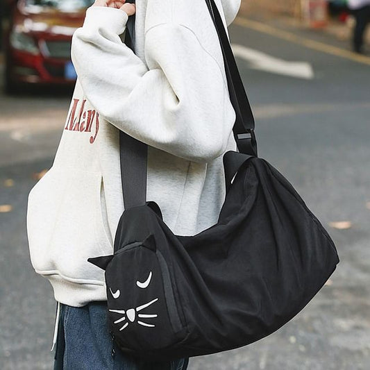 Cat Print Messenger Bag Nylon