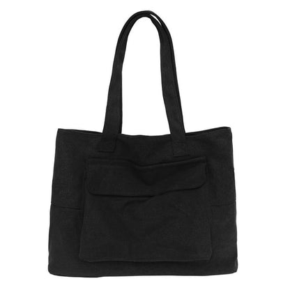 Flap Tote Pocket Canvas Bag Plain