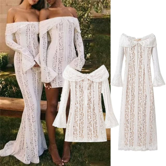 / Gown Shoulder The Bodycon Sheath Lace Evening Mini Dress Off Sleeve Long