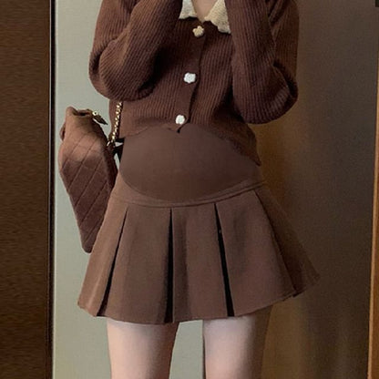 Maternity Mini Pleated Skirt - Solid Color