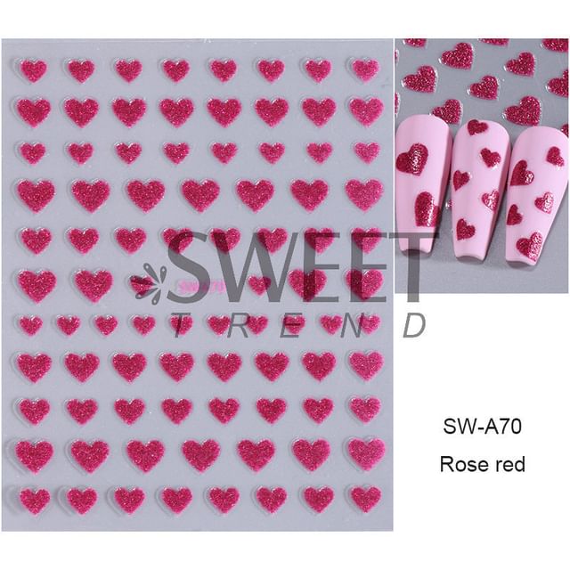 Heart Glitter Nail Art Stickers