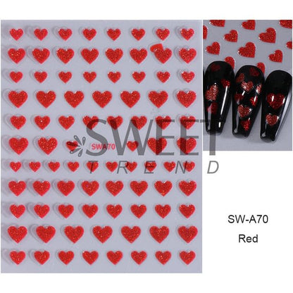 Heart Glitter Nail Art Stickers