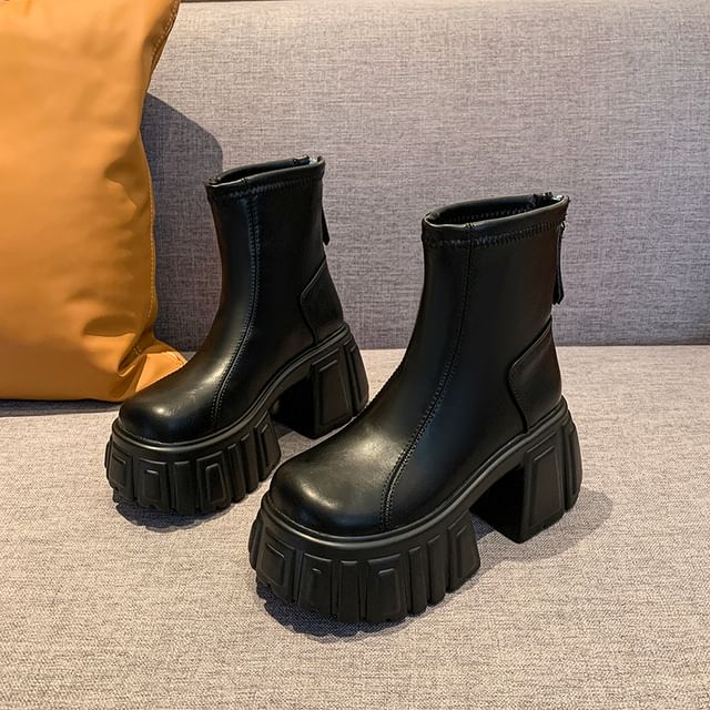 Faux Leather Platform Short Boots