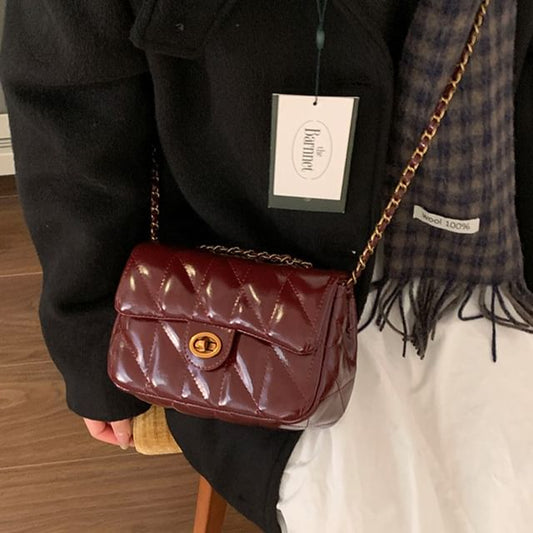 Quilted Chain Strap Faux Leather Shoulder Bag