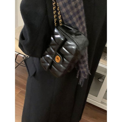 Quilted Chain Strap Faux Leather Shoulder Bag