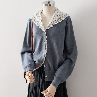 Hooded Panel Lace Cardigan