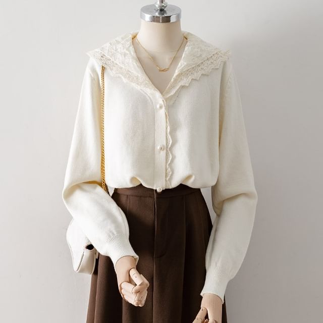 Hooded Panel Lace Cardigan