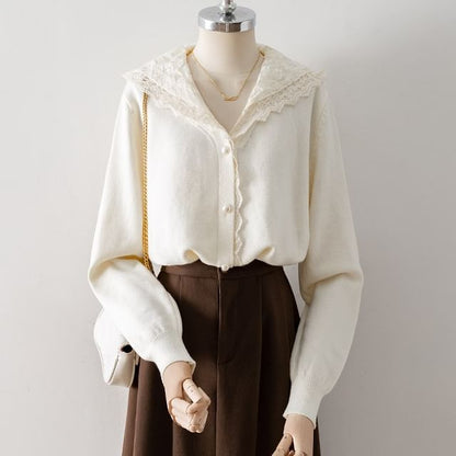 Hooded Panel Lace Cardigan