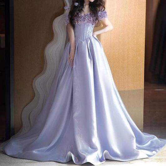 Ball Gown Applique Floral Off Shoulder A-Line