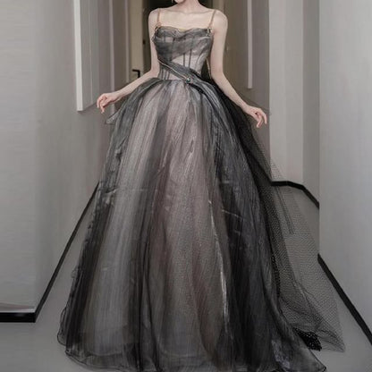 Gown A-Line Plain Strapless Ball Sheer