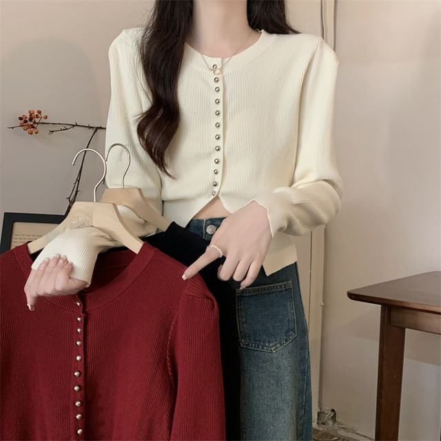Round Neck Solid Knit Sweater