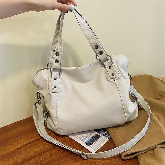 Studded Faux Leather Shoulder Bag