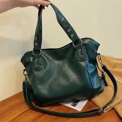 Studded Faux Leather Shoulder Bag