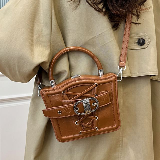 Buckled Lace-Up Crossbody Bag