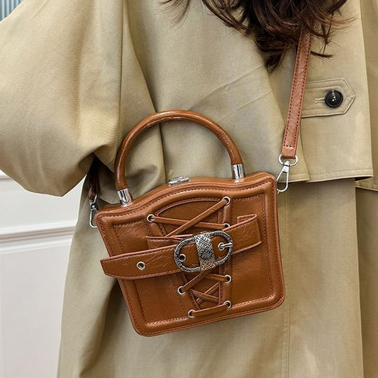 Buckled Lace-Up Crossbody Bag
