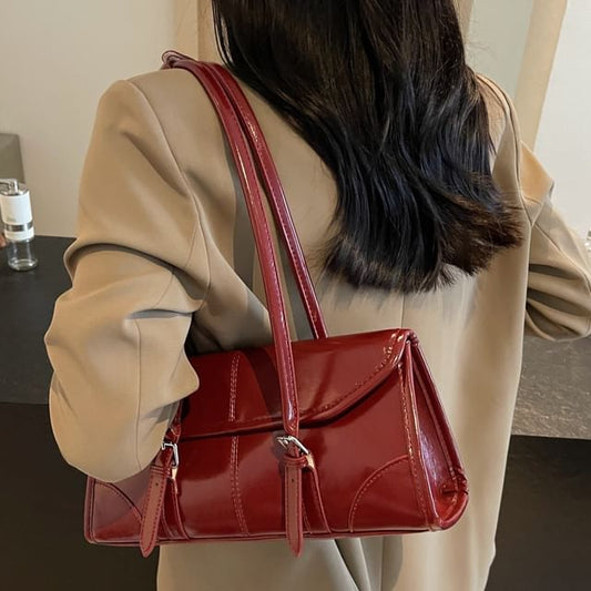 Faux Leather Flap Tote Bag