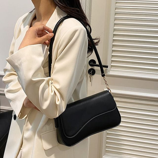 Asymmetrical Faux Leather Shoulder Bag