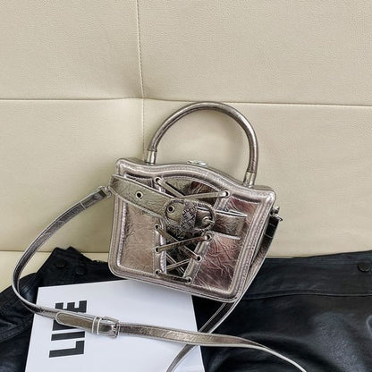 Buckled Lace-Up Crossbody Bag