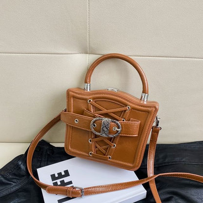 Buckled Lace-Up Crossbody Bag