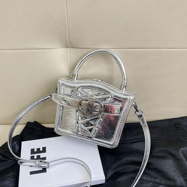 Buckled Lace-Up Crossbody Bag