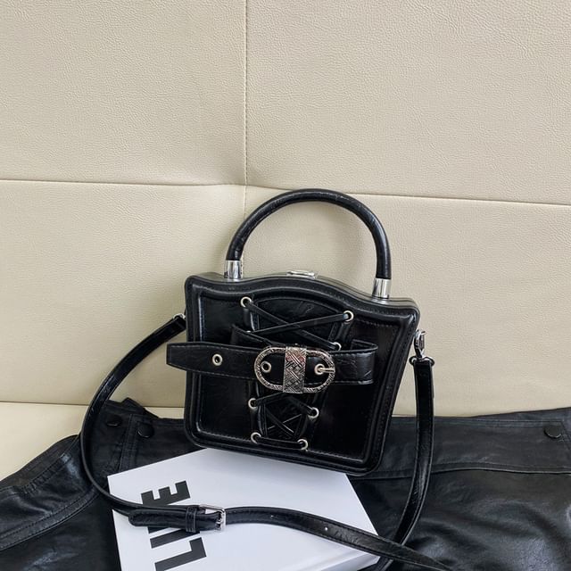 Buckled Lace-Up Crossbody Bag