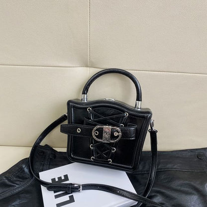 Buckled Lace-Up Crossbody Bag