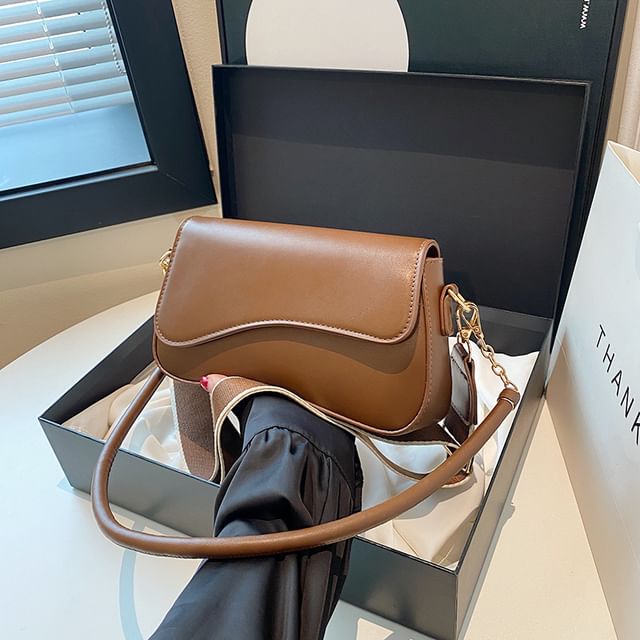 Asymmetrical Faux Leather Shoulder Bag