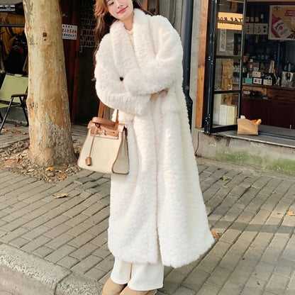 Faux Fur Plain Long Coat