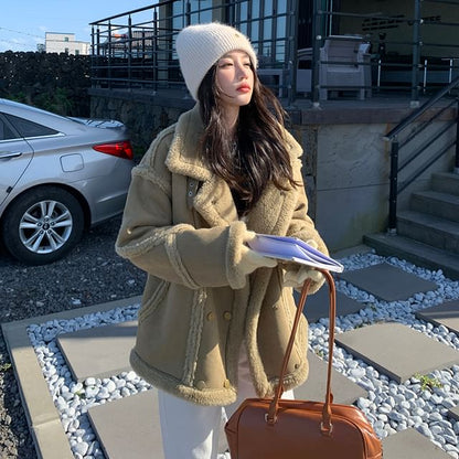 Faux Fur Button-Up Jacket